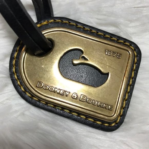 Dooney & Bourke 1975 Brushed Gold Metal & Genuine Leather Handbag 2pc Fob - Picture 2 of 6